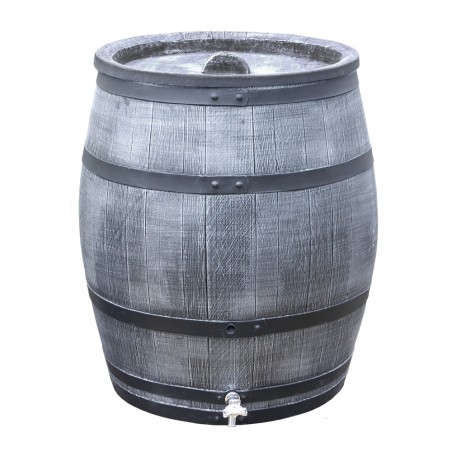 Synthetic wood look rain barrel 52 gallons