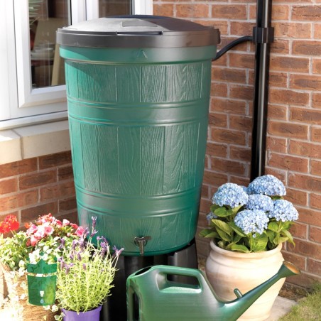 Synthetic rain barrel with wood grains 41 gallons