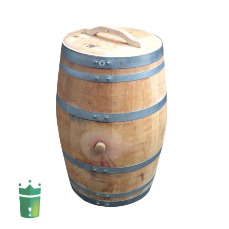 Real wooden chestnut rain barrel 59,4 gallons complete edition